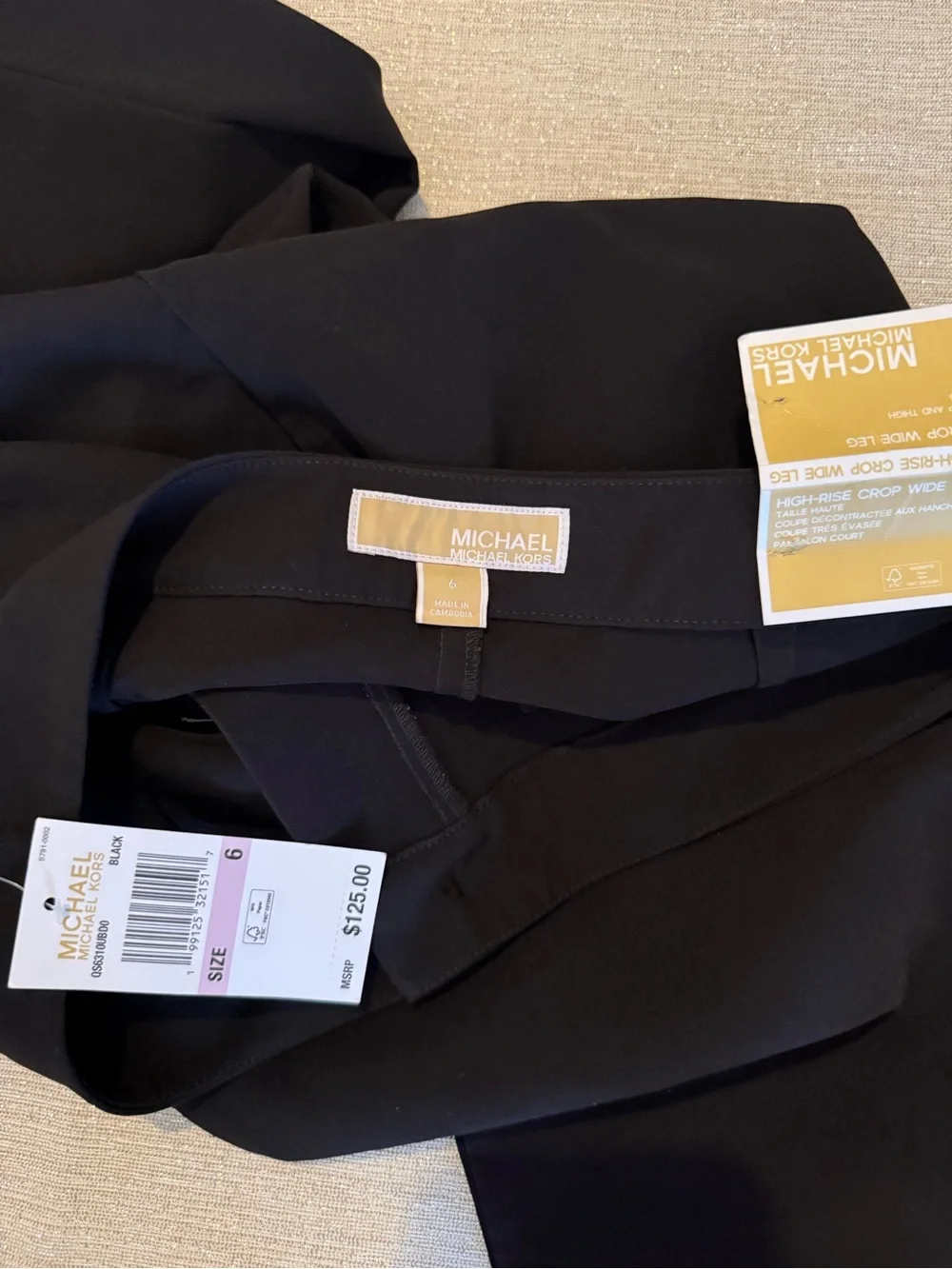 Michael Kors Black Wide-Leg Trousers with Gold Buttons